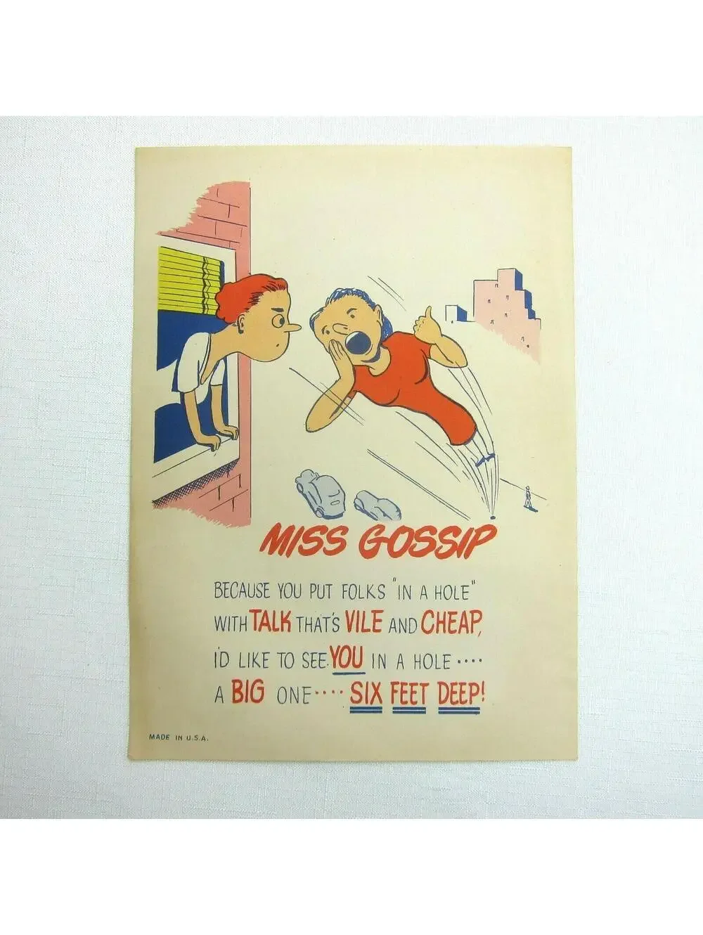 Vintage Vinegar Valentine Miss Gossip Penny Dreadful Sarcasm Insult Ephemera